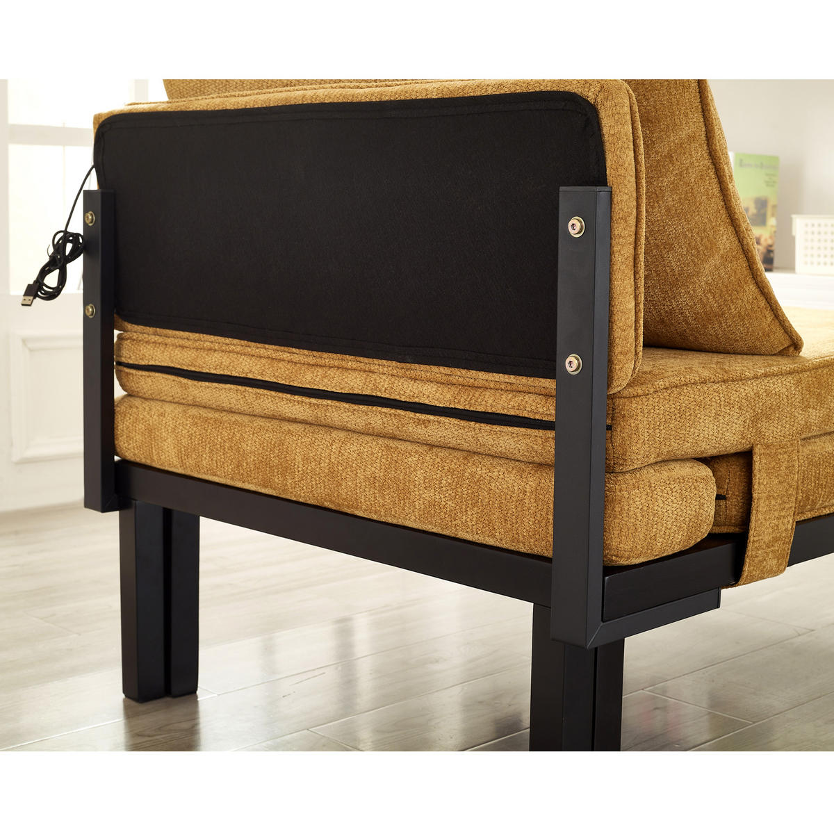 SCHLAFSOFA DE-35087 mit USB-Ladeanschluss Gelb - Gelb, Holz (82/79/176cm) - ComfortXL