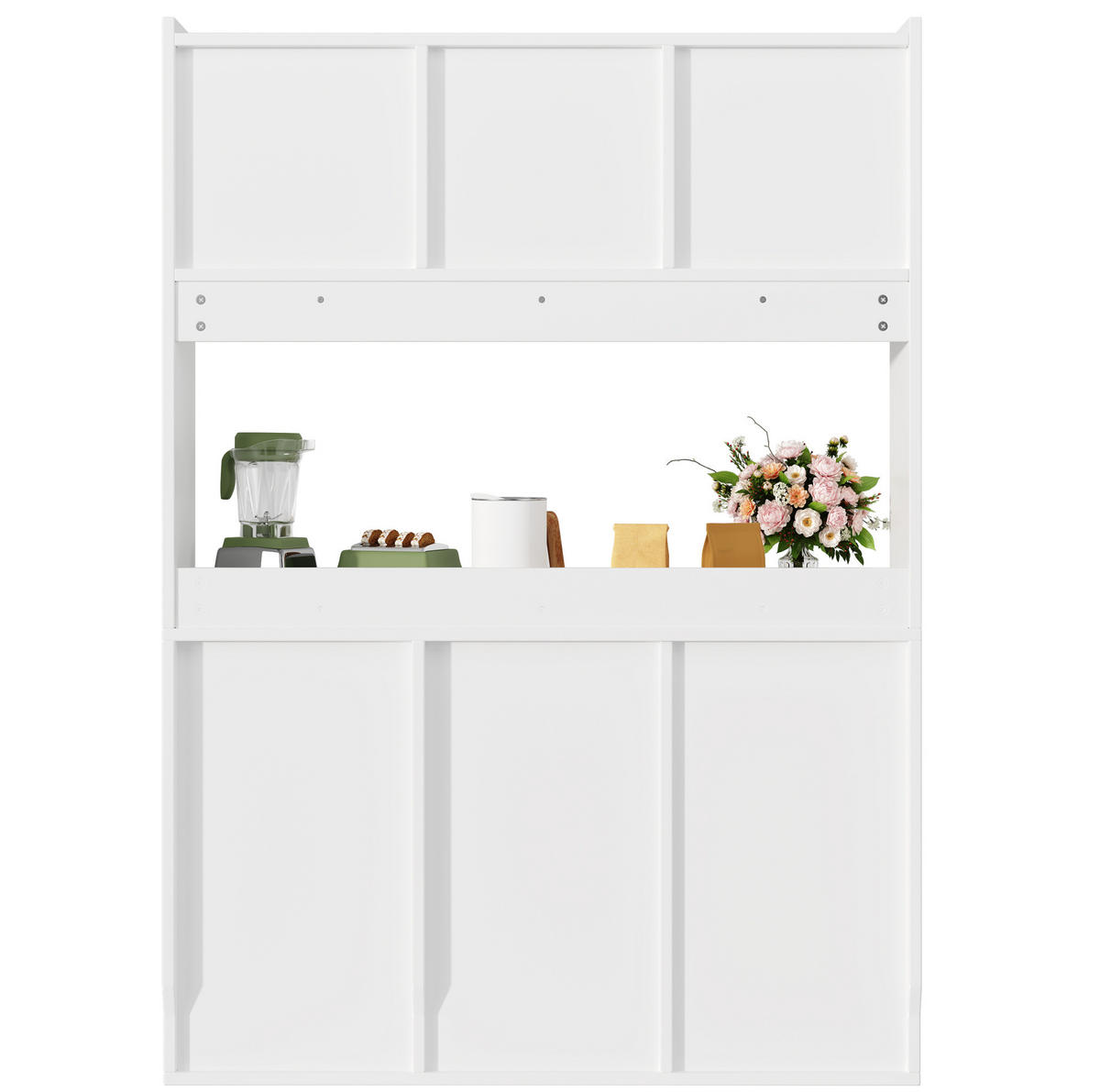 BUFFET 120/167/35 cm Weiß aus MDF und Holzwerkstoff mit LED-Beleuchtung - Weiß, Holzwerkstoff (35/167/120cm) - OKMYHOME