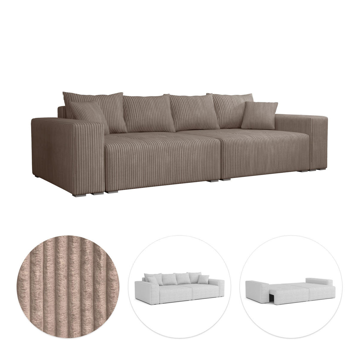 SCHLAFSOFA Couch Elstra Beige - Beige, Textil (300/97/140cm) - Fedve