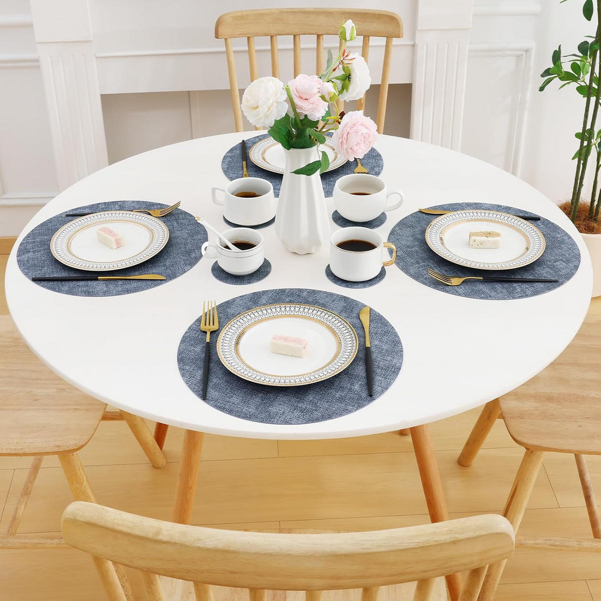 PLATZSETS (10-teiliges Set) – 33 cm – Blau - Blau, Leder (33/33cm)