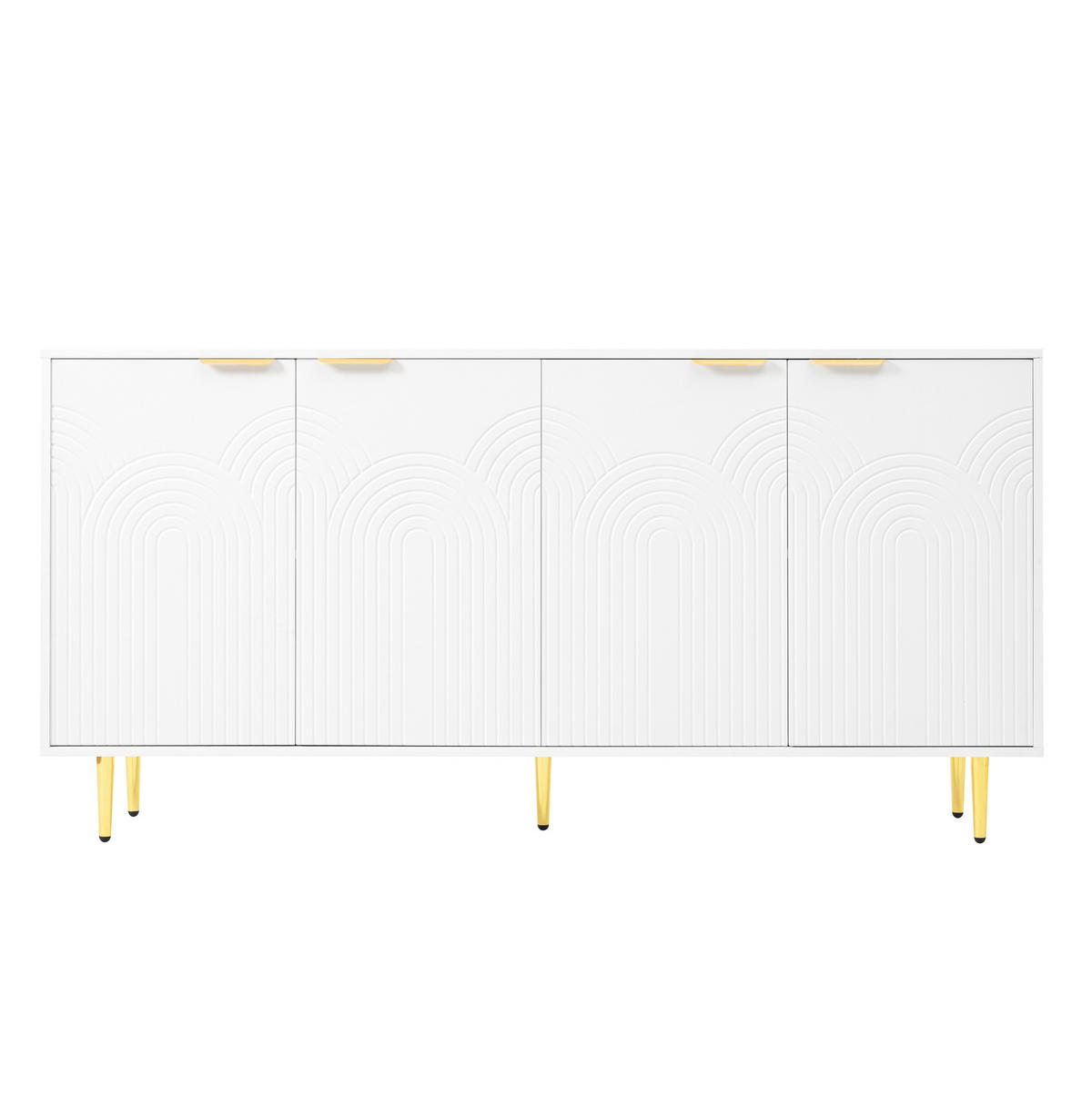 SIDEBOARD 160/40/80 cm mit 4 Türen, verstellbaren Einlegeböden und Soft-Close aus MDF und Spanplatte, Weiß - Weiß, Holzwerkstoff (160/80/40cm) - Redom