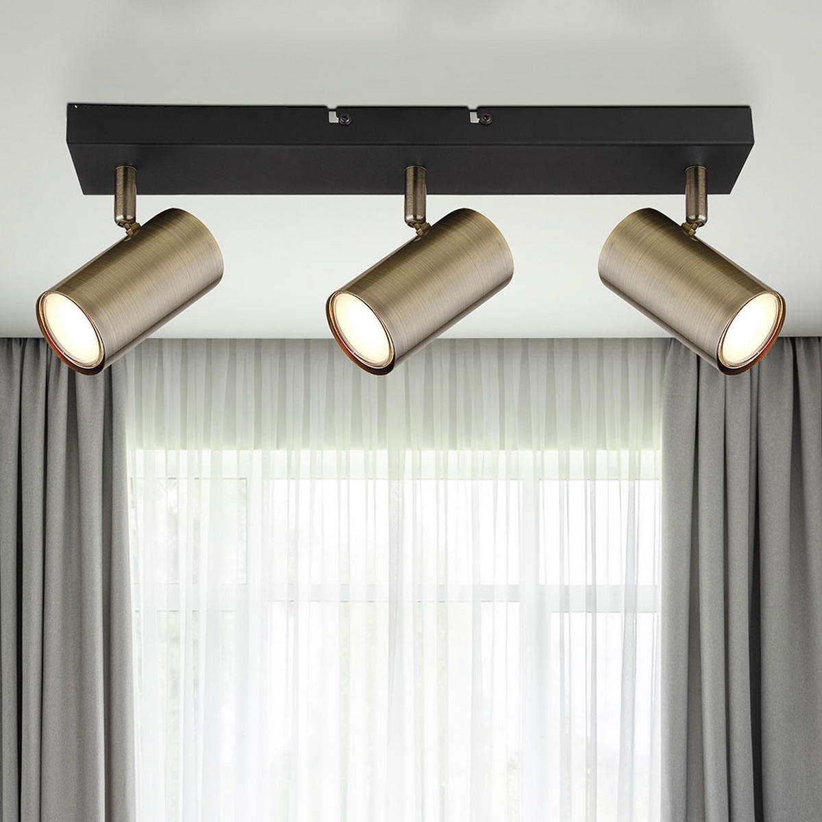 DECKENLEUCHTE Messing schwenkbar 3 flammig - Messingfarben, Metall (41/6/12cm) - Globo Lighting