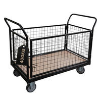 TRANSPORTWAGEN mit abnehmbaren Gitterwänden 104x135x67cm Traglast 400kg Schwarz - Schwarz, Metall (67/135/104cm) - PROREGAL