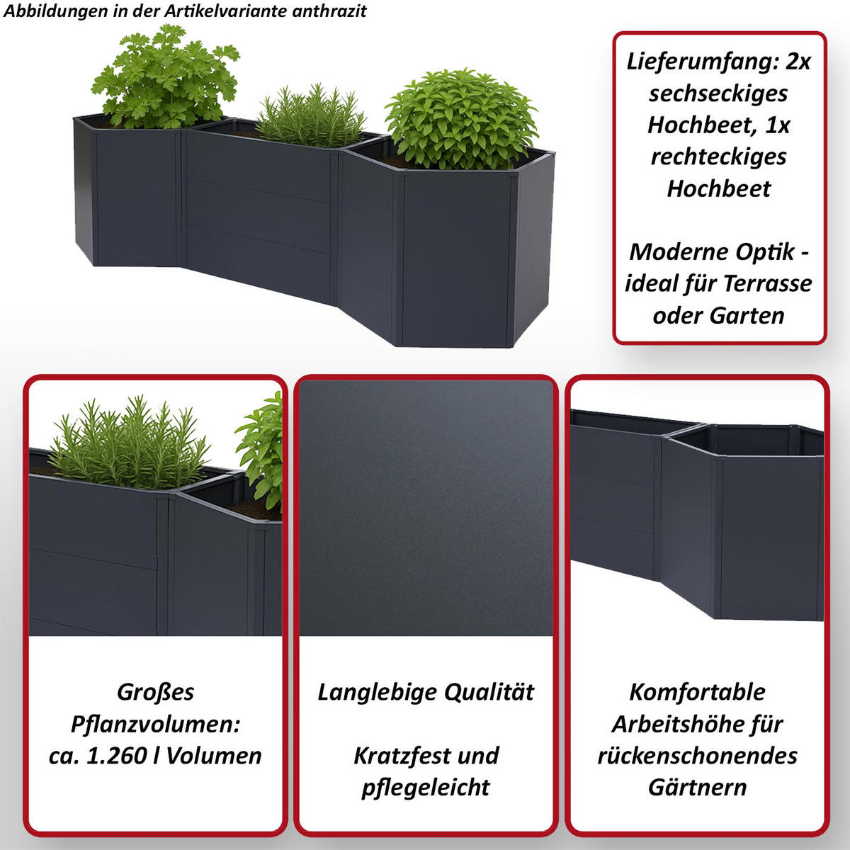 HOCHBEET Grau - Grau, Metall (286/77/88cm) - MCW