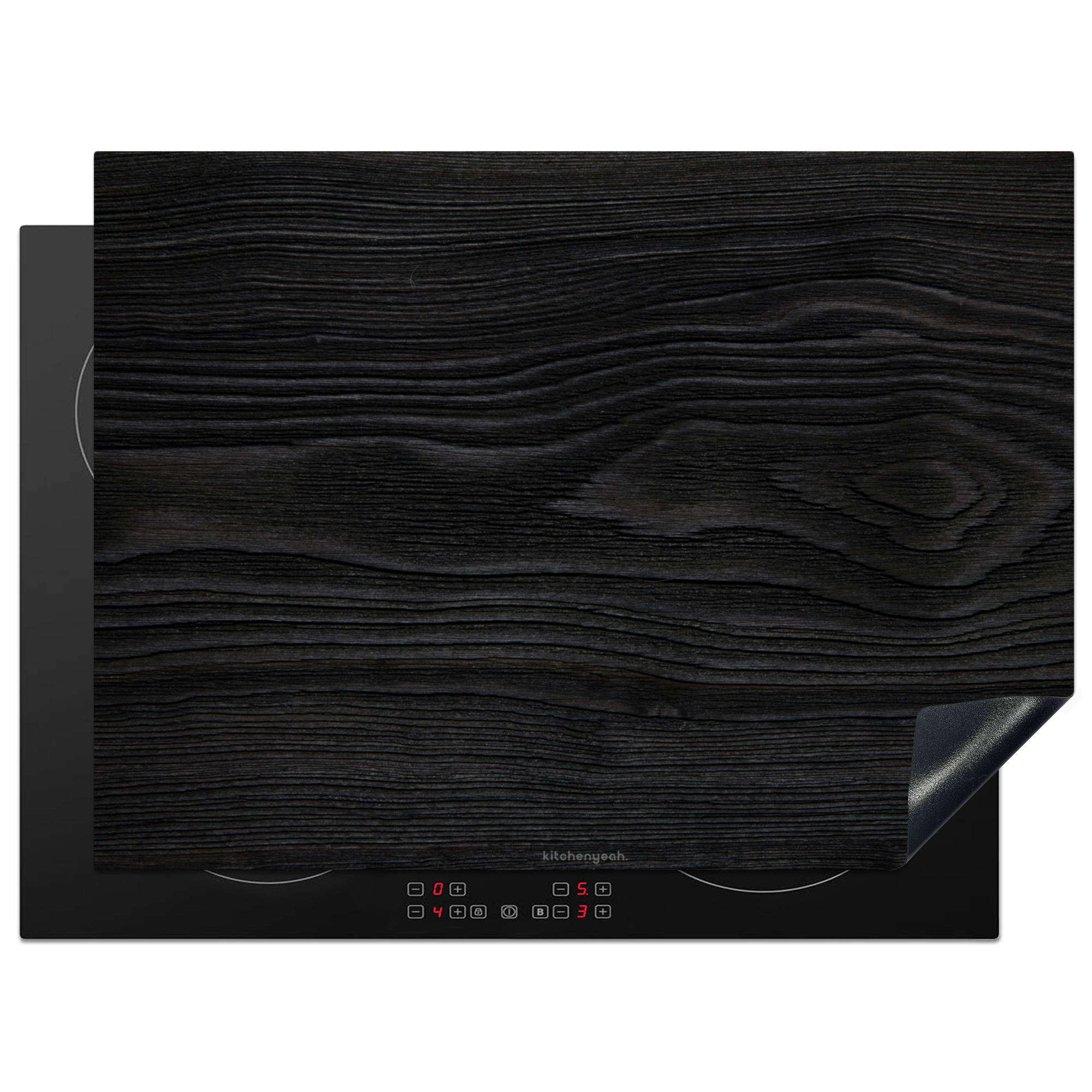HERDABDECKPLATTE Schwarz - Holzoptik 71x52 cm - Schwarz, Kunststoff (71/0.2/52cm) - MuchoWow