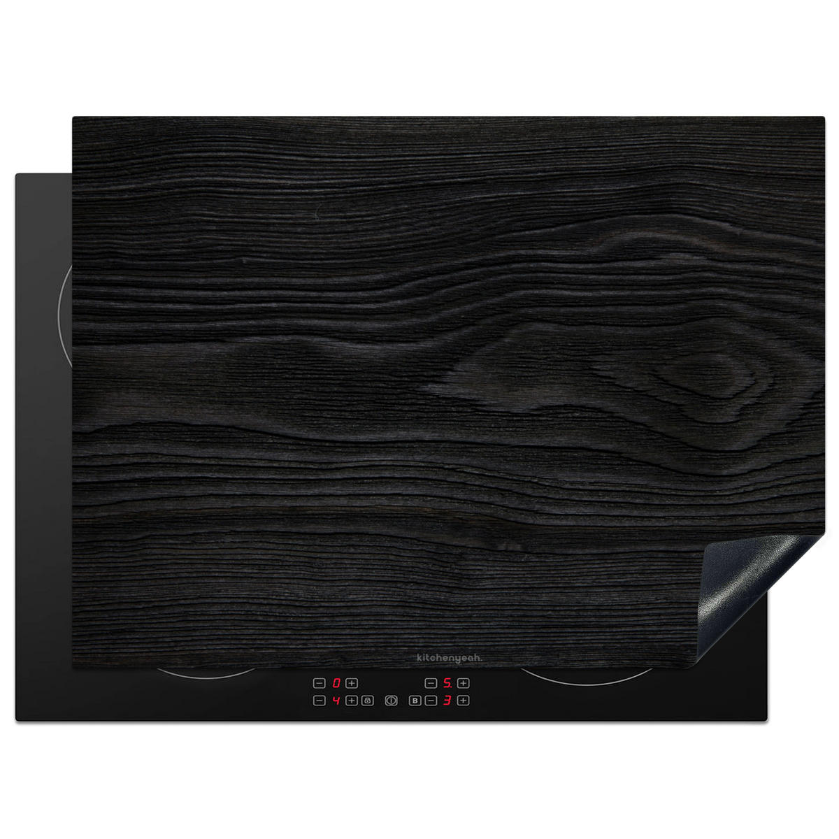 HERDABDECKPLATTE Schwarz - Holzoptik 71x52 cm - Schwarz, Kunststoff (71/0.2/52cm) - MuchoWow