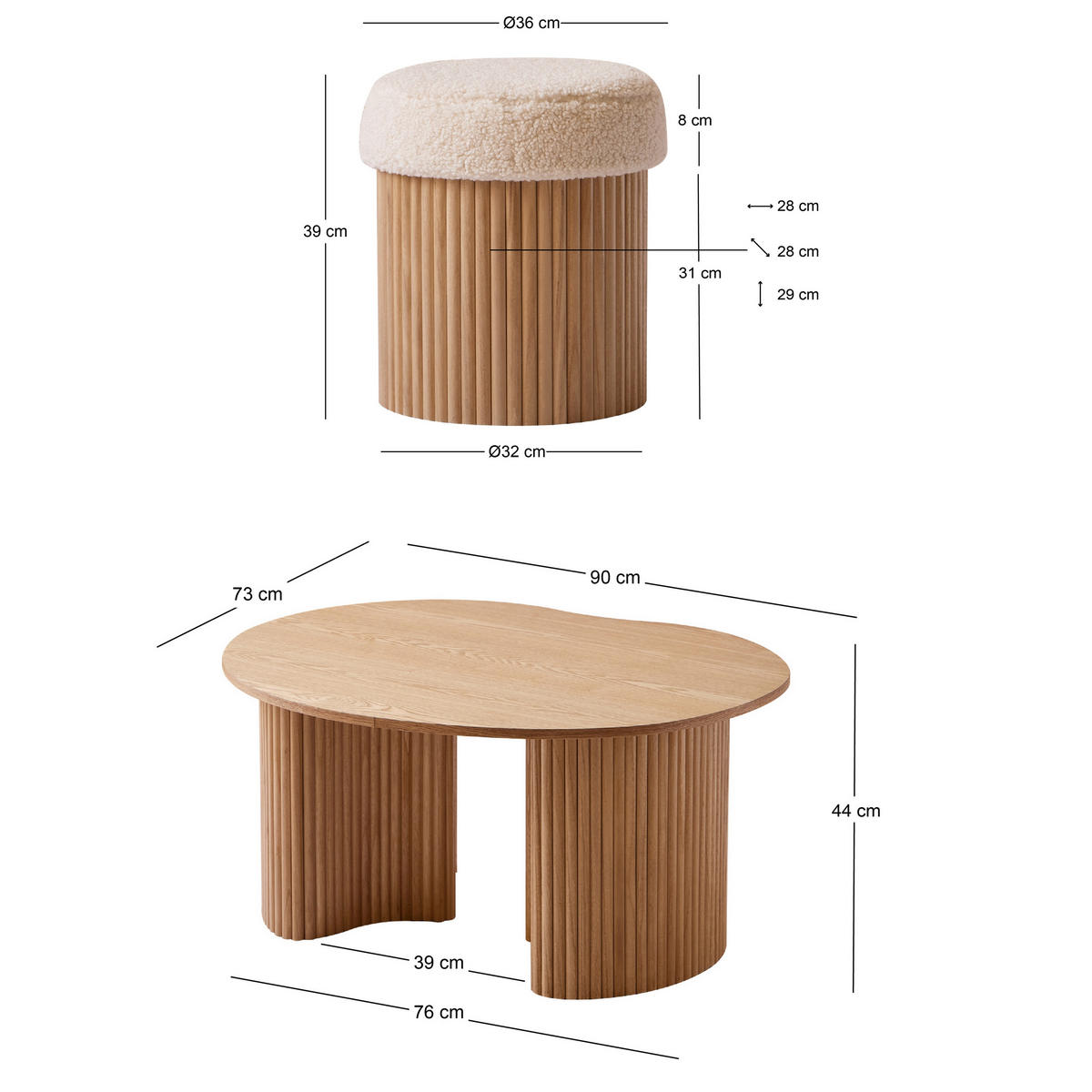 COUCHTISCH Rund Braun 90 x 73 x 44 cm - Braun, Holz (73/90/44cm) - Nordlys