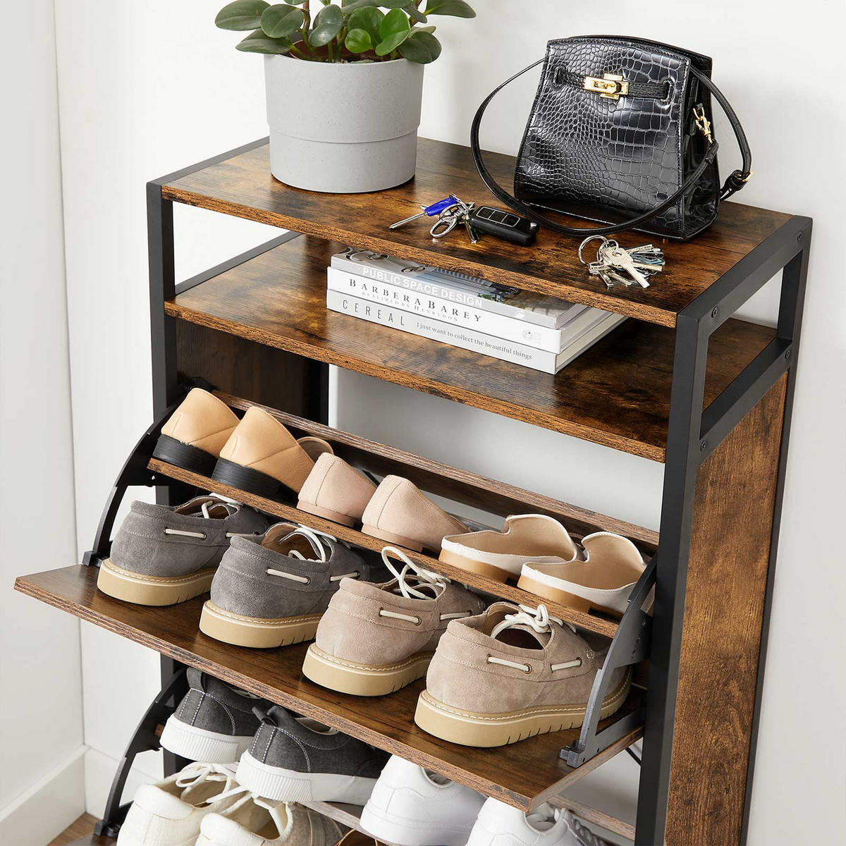 SCHUHSCHRANK - Braun, Holzwerkstoff (30/130/60cm) - Hansiro