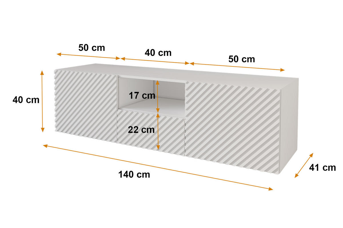 LOWBOARD ZENO-W 140x40x41 cm - Weiß - Weiß, Holzwerkstoff (140/40/41cm) - ALTDECOR