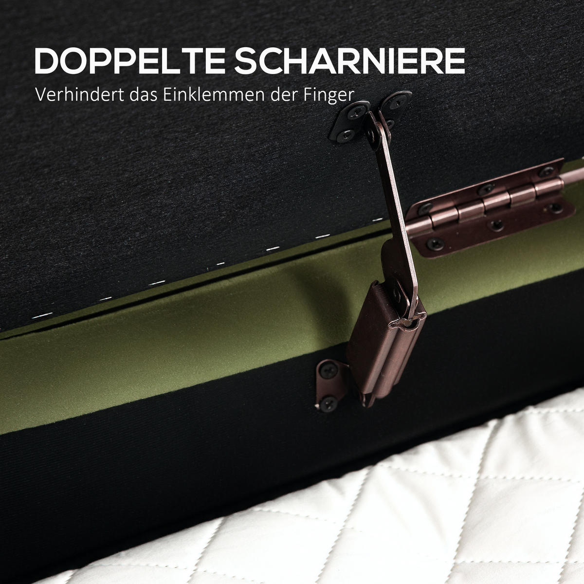SITZBANK mit Stauraum Polsterbank mit Samtoptik, Metallbeine, Grün - Goldfarben/Grün, Textil/Metall (44/43.5/108cm) - HOMCOM