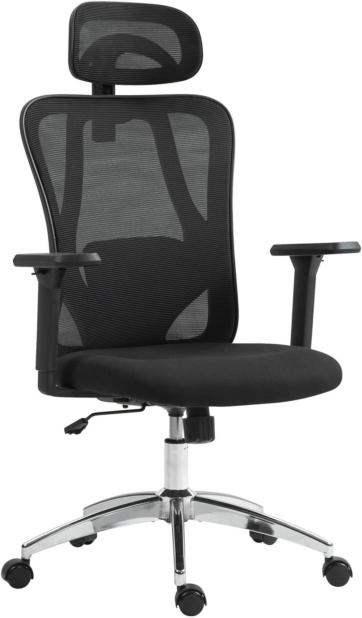 CHEFSESSEL Kunststoff Schwarz - Chromfarben/Schwarz, Kunststoff/Textil (70/113/62cm) - CLP