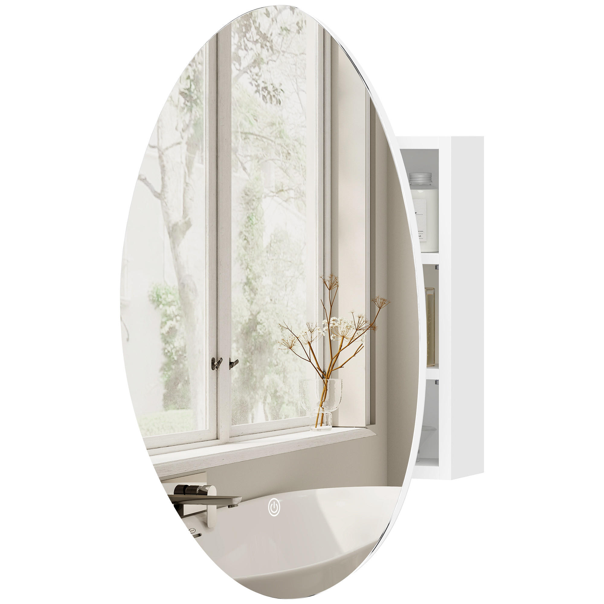 SPIEGELSCHRANK Weiß 50/14/70 cm LED Anti-Beschlag - Weiß, Glas (50/70/14cm) - PANGIVO