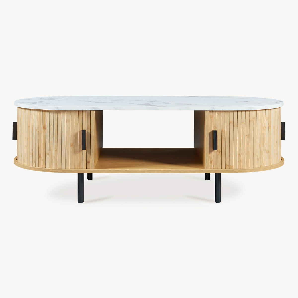 COUCHTISCH Tvedestrand 120/55/40 cm - Weiß/Naturfarben, Holzwerkstoff/Metall (55/120/40cm) - [en.casa]