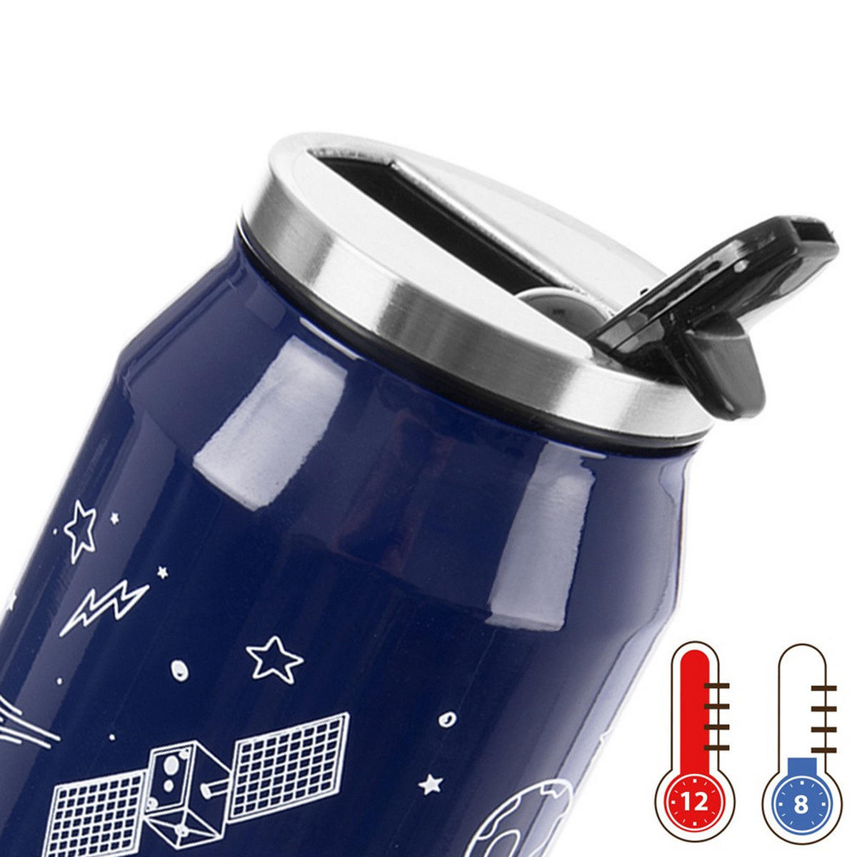 THERMOBECHER Dose Weltraum 500 ml Dunkelblau - Dunkelblau, Metall (0.5L) - Orion 