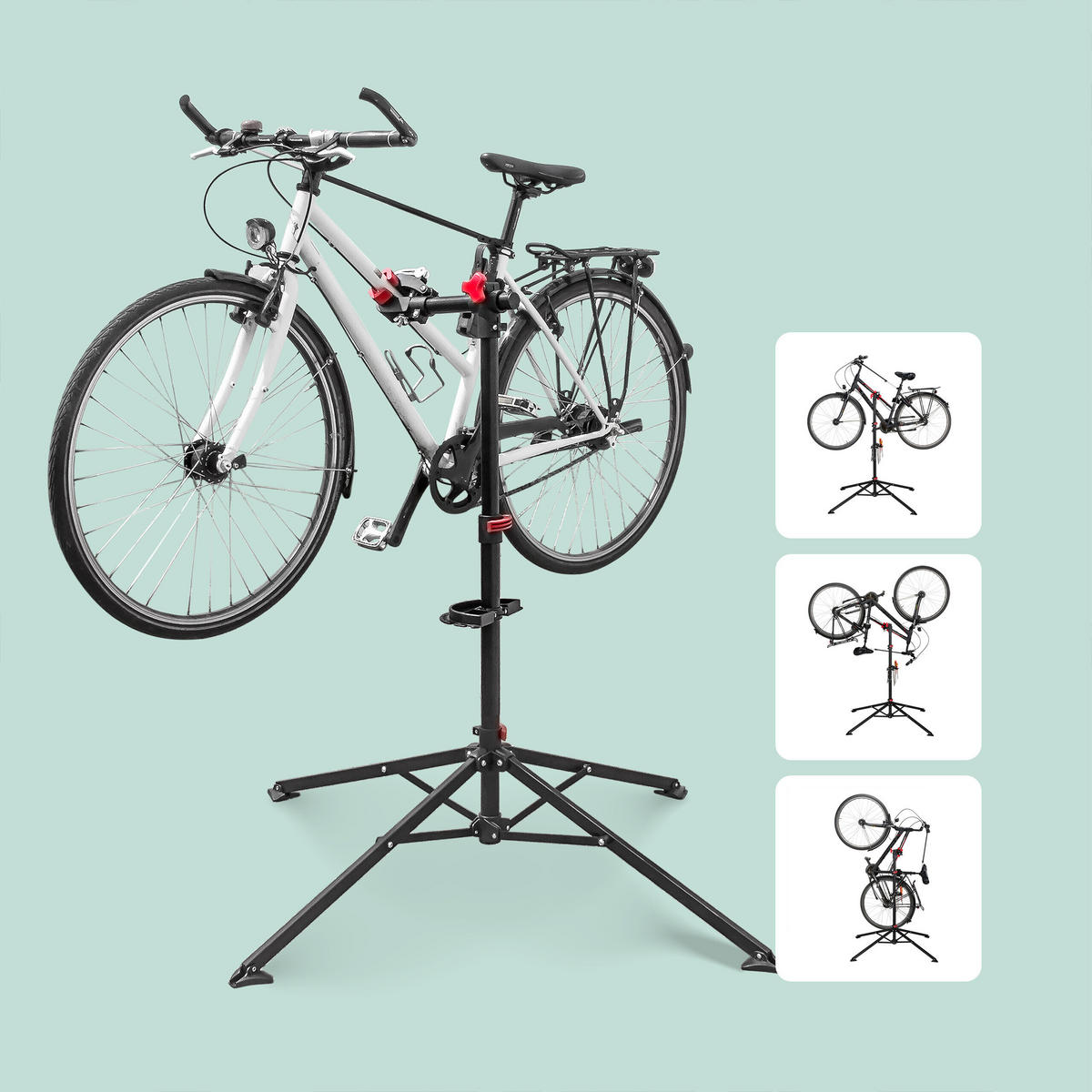 FAHRRAD-MONTAGESTÄNDER Schwarz Rot 30 kg - Schwarz, Metall (90/190/90cm) - Relaxdays