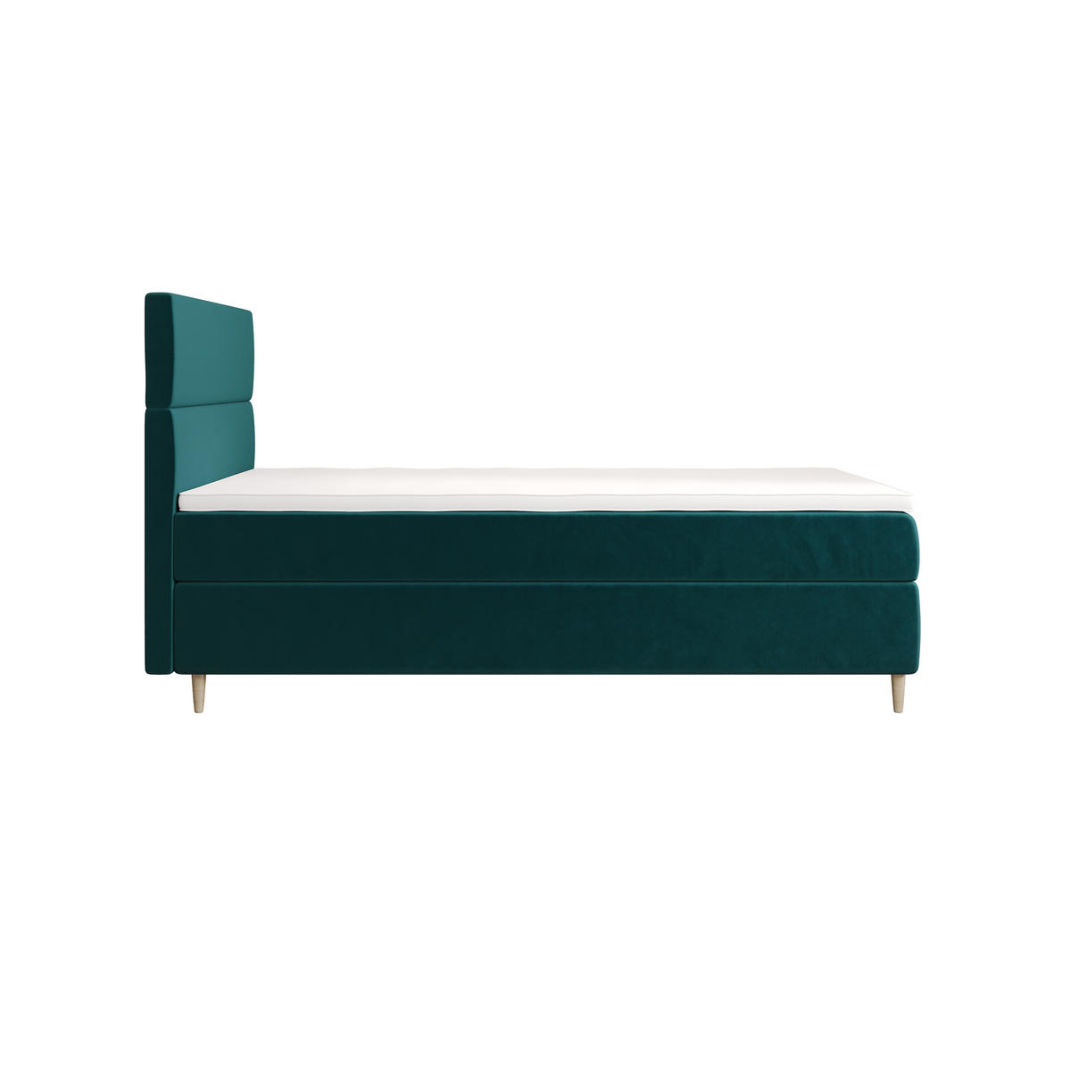 BOXBETT FLO 100x200 Itaka 39, mit Matratze H3, Bonell und Topper, Türkis - Türkis, Holz/Textil (100/200cm) - Bedante