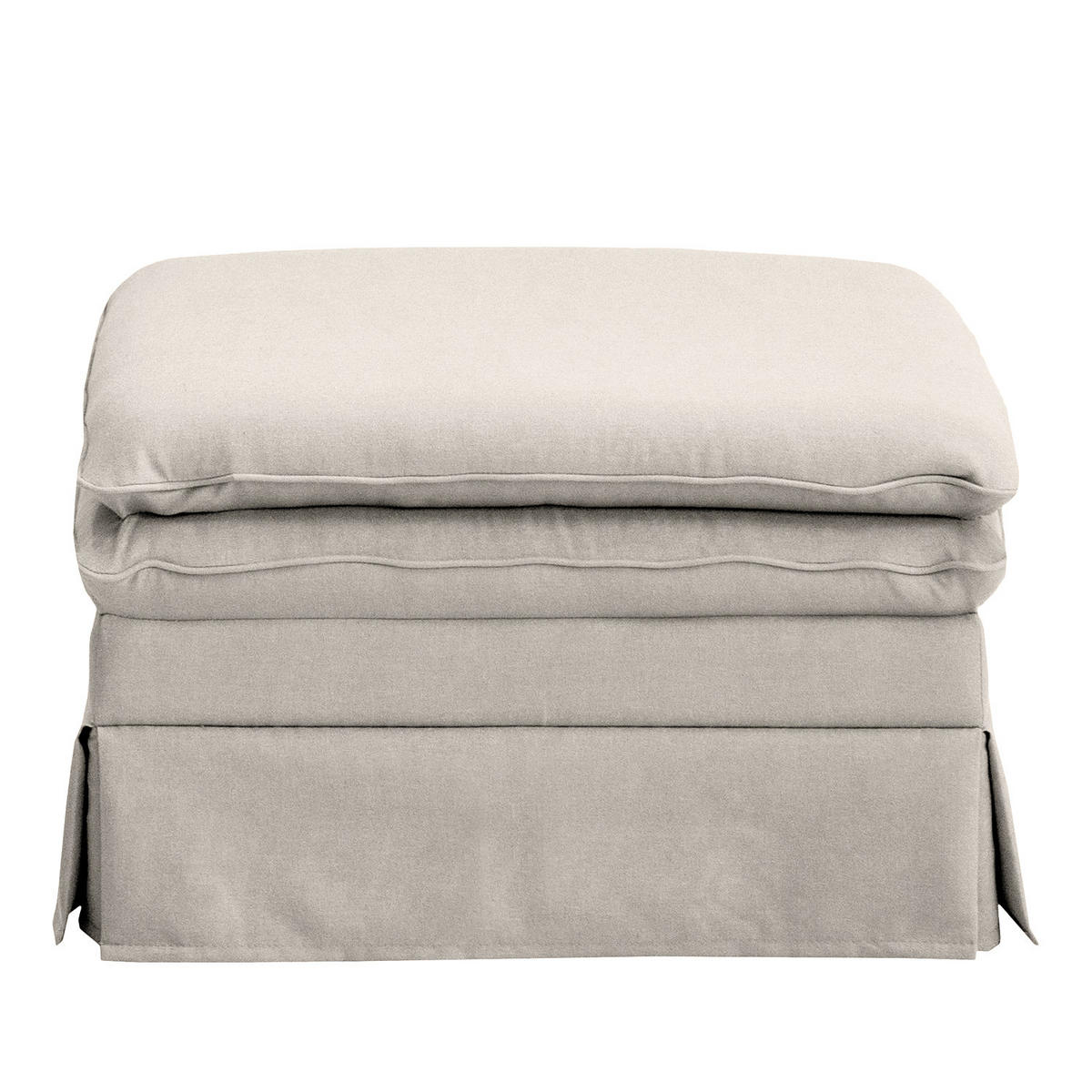 POLSTERHOCKER mit Husse - Webstoff - Hellgrau/Schwarz, Kunststoff/Textil (80/45/80cm) - home24