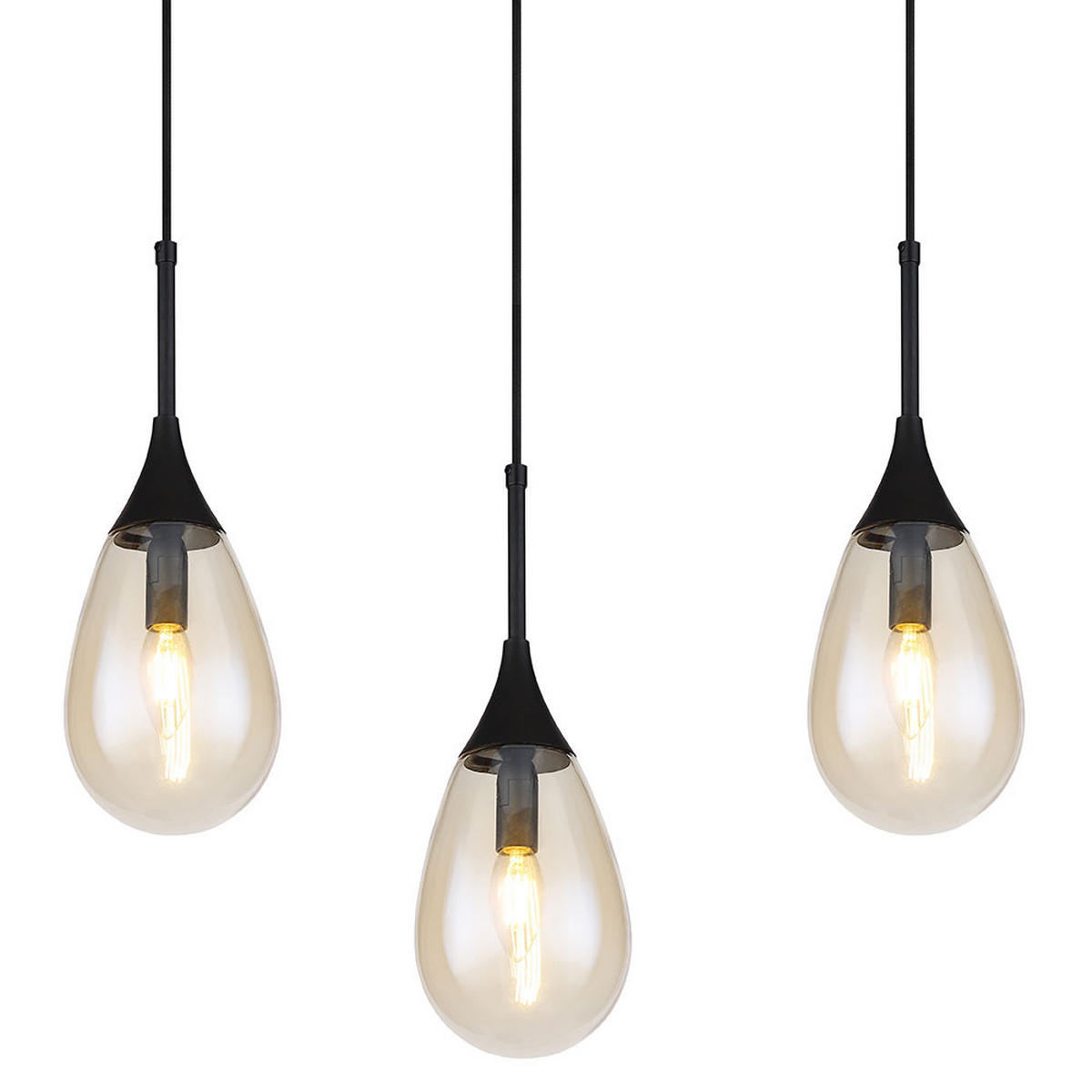 HÄNGELEUCHTE Holzoptik Schwarz 4-Flammig - Schwarz, Holz (92/12/120cm) - Globo Lighting