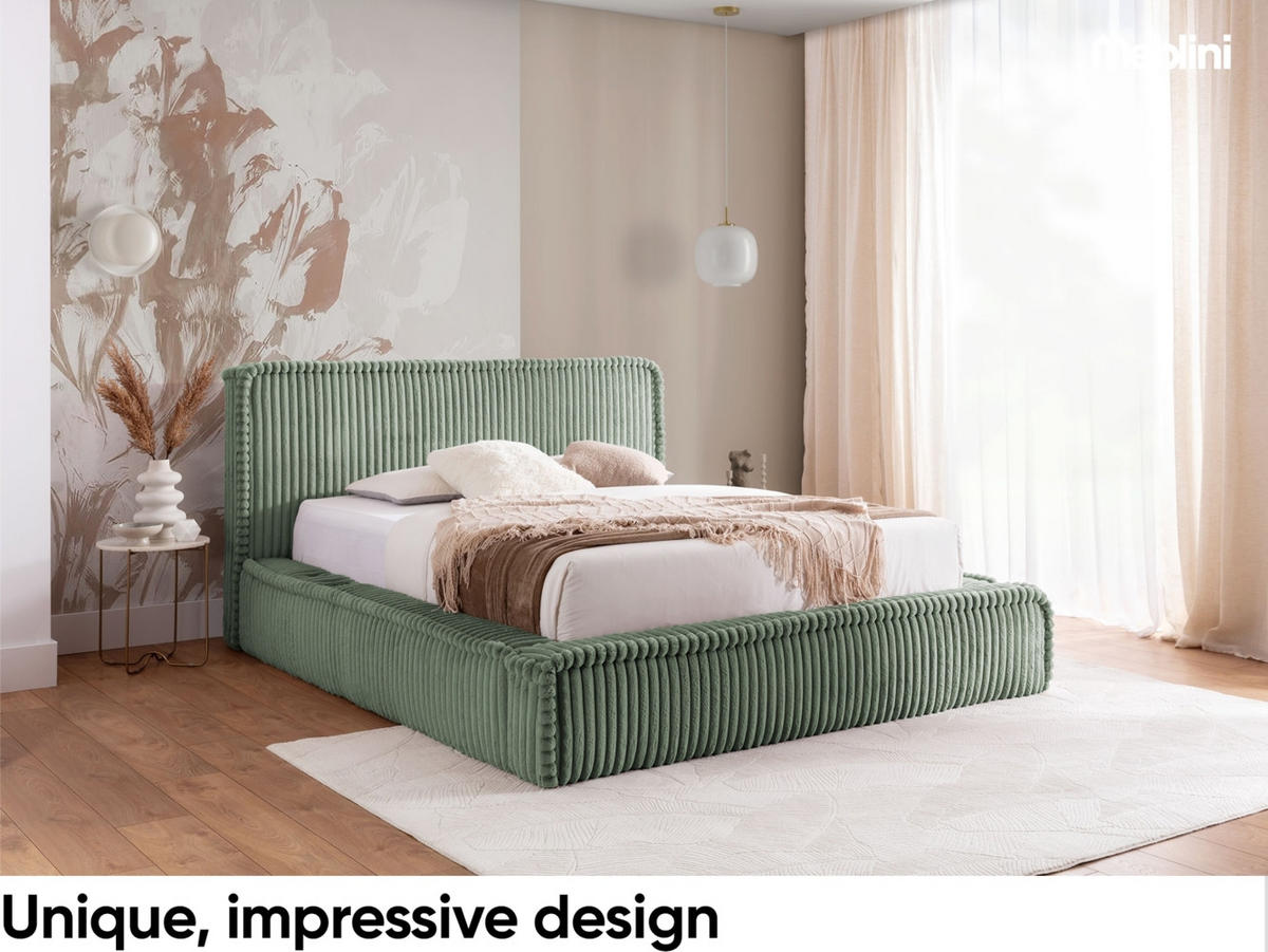POLSTERBETT MESUT - Grün, Textil (120/200cm) - Meblini