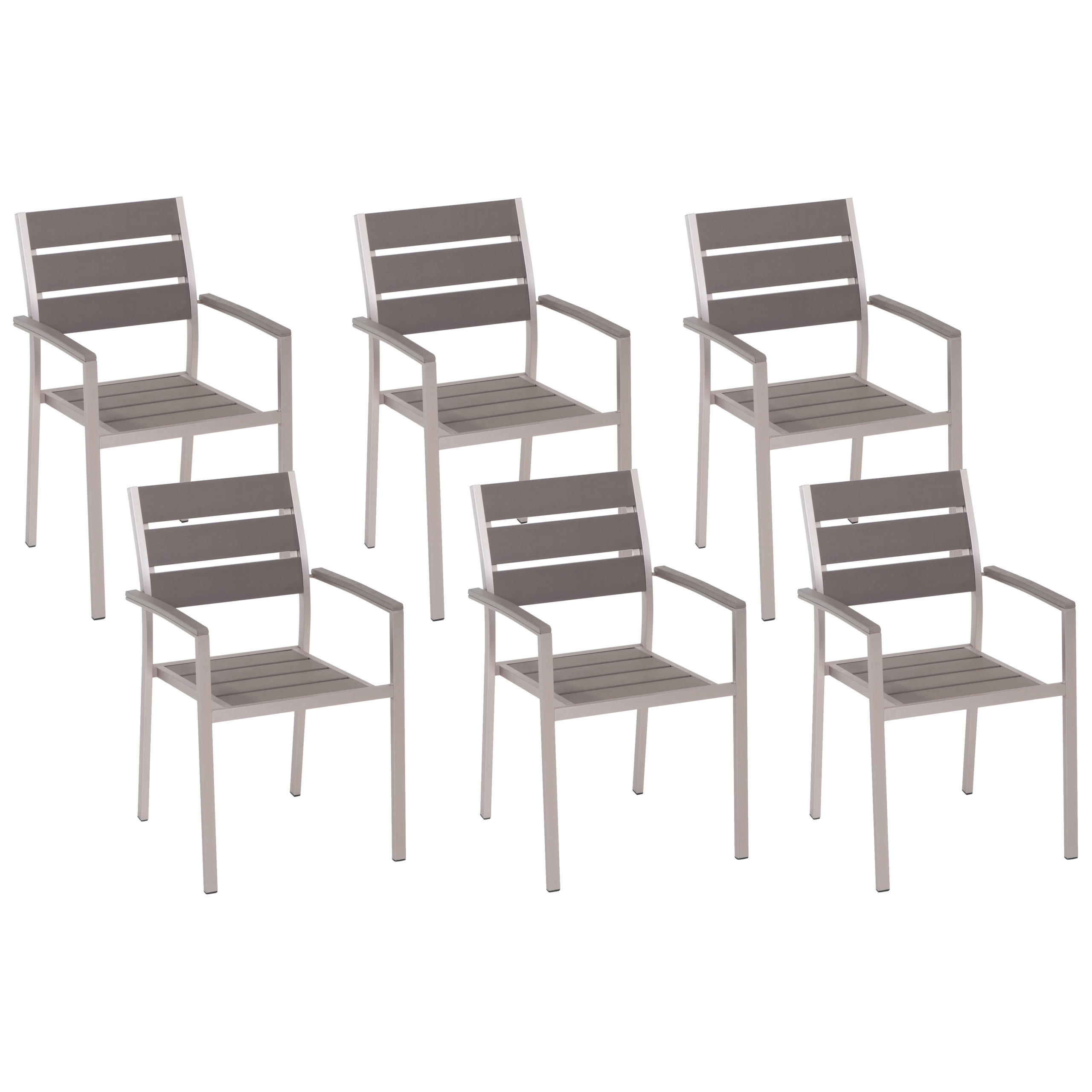 GARTENSTUHL 6er-Set Kunstholz grau Vernio - Grau, Kunststoff (54/88/57cm) - Beliani