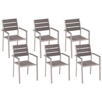 GARTENSTUHL 6er-Set Kunstholz grau Vernio - Grau, Kunststoff (54/88/57cm) - Beliani