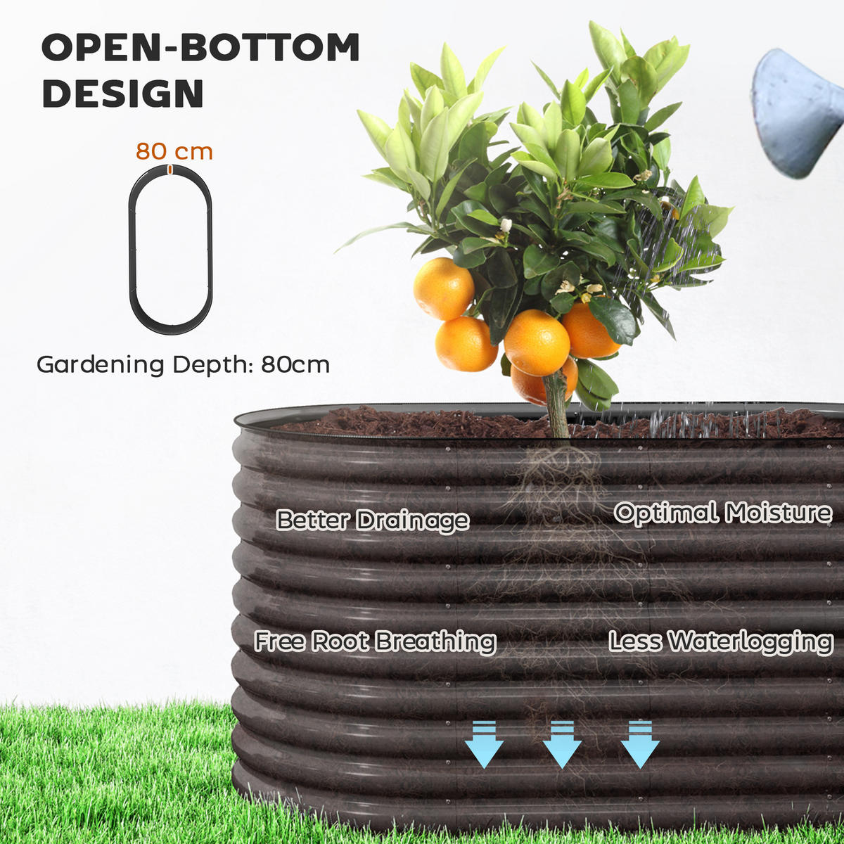 HOCHBEET, stapelbar Blumenkasten - Dunkelgrau, Metall (80/80/160cm) - Outsunny