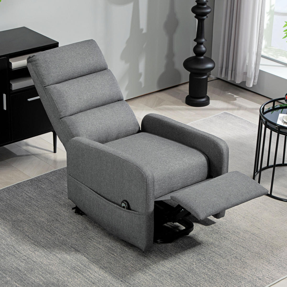MASSAGESESSEL DE-06392 40° Anhebung, 135° neigbar, Taschenfederkern Grau - Dunkelgrau, Textil/Metall (62/105/86.5cm) - ComfortXL