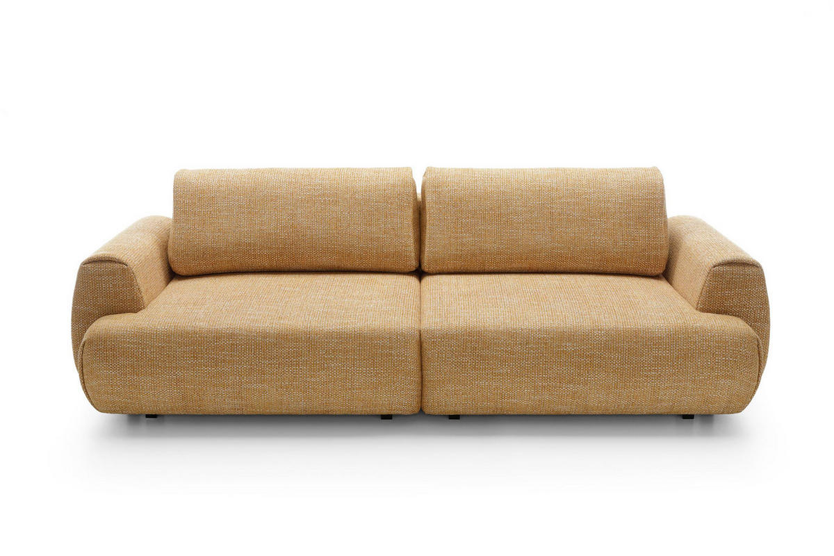 SOFA Morena Gelb, mit Schlaffunktion, Zweisitzer Sofa - Gelb, Holzwerkstoff/Textil (260/81/106cm) - Bettso