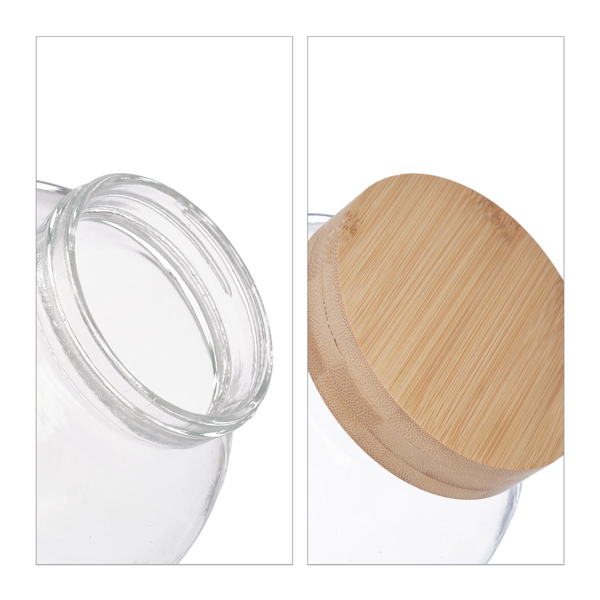 2xBONBONGLAS - Transparent, Glas/Holz (19/17/11.5cm) - Relaxdays