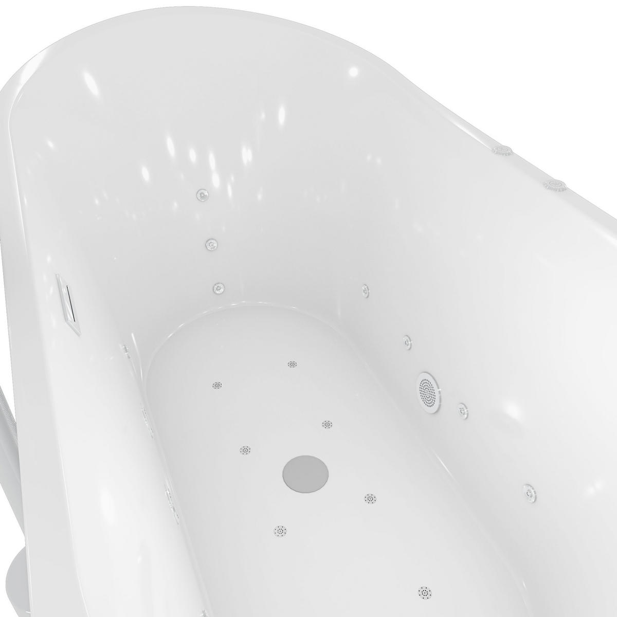 FREISTEHENDE Wanne F23 180cm Whirlpool Armatur AF04 - Weiß, Glas/Kunststoff (80/72/180cm) - AcquaVapore by Sandra Jentho