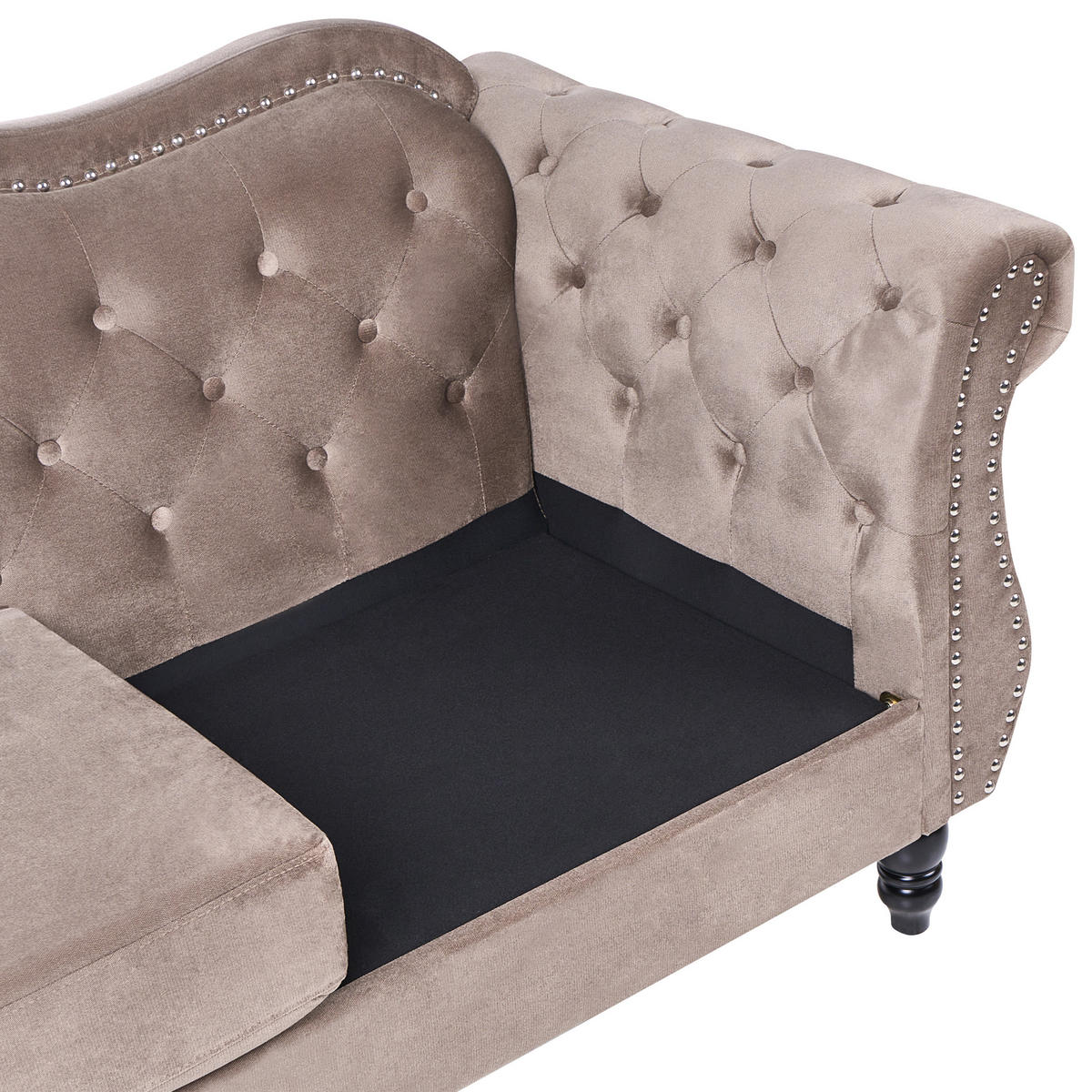 3-SITZER-SOFA Samtstoff Taupe Skien - Taupe, Textil (204/86/78cm) - Beliani