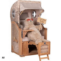 STRANDKORB Düne 1-Sitzer Teak 510 - Beige/Braun, Holz/Textil (98/165/80cm) - Mr. Deko