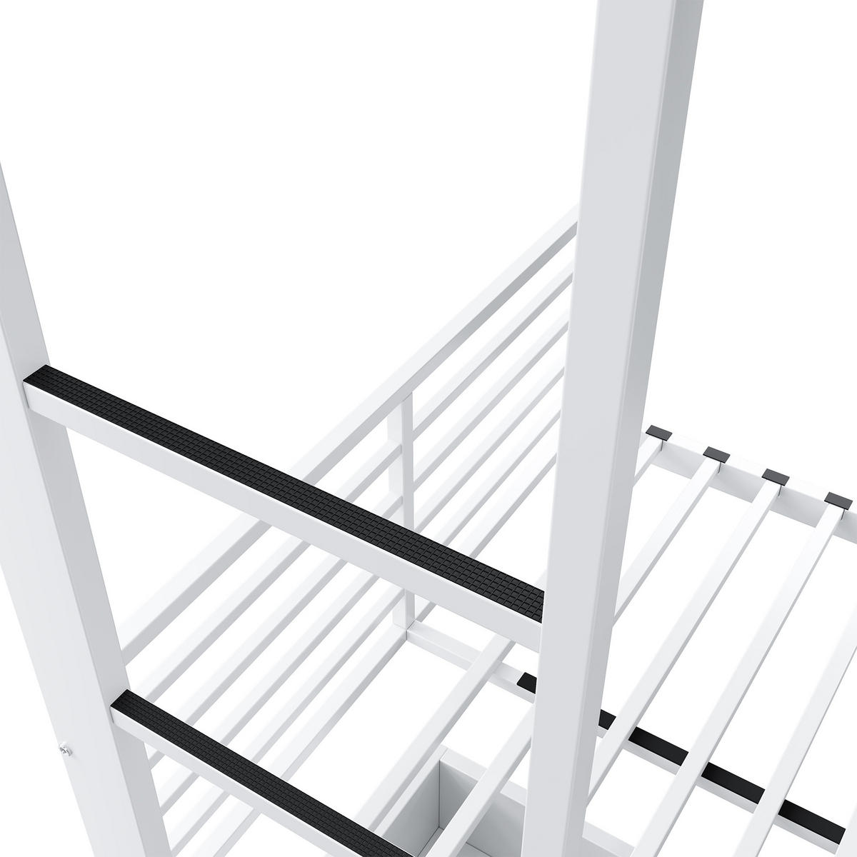 ETAGENBETT 90/200 cm DE-33081 mit Schreibtisch und LED Weiß - Weiß, Metall (90/200cm) - ComfortXL