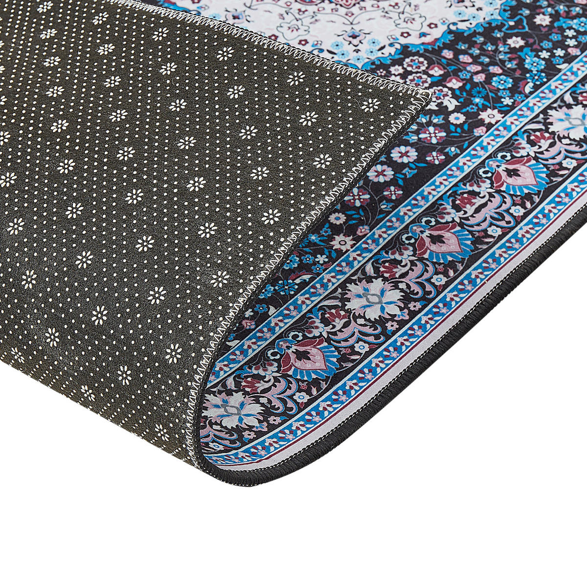 KURZFLOR-TEPPICH Blau 60/200 cm Gediz - Blau/Schwarz, Textil (60/200cm) - Beliani