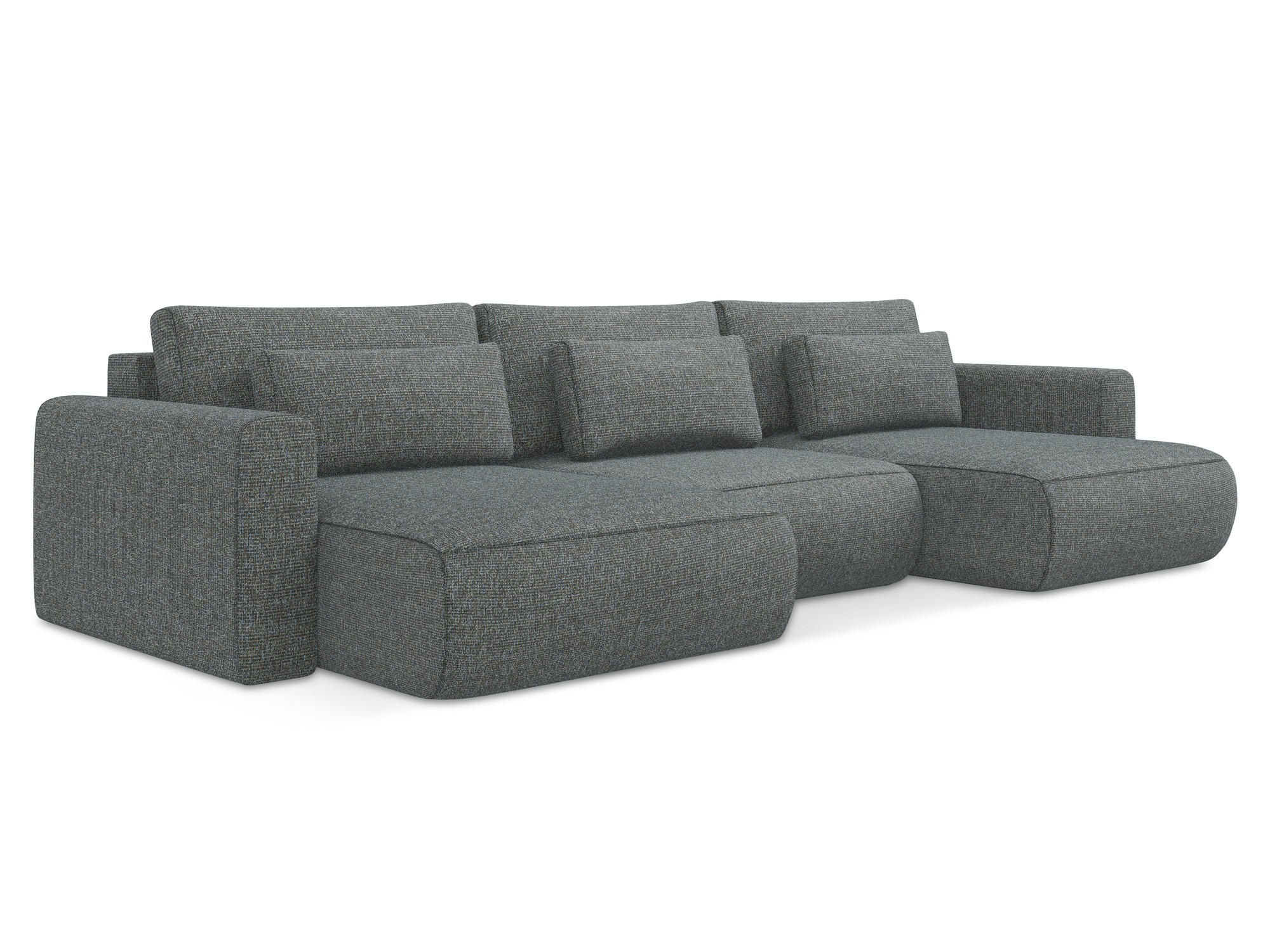 WOHNLANDSCHAFT Strukturstoff Stoff Grau - Dunkelgrau/Schwarz, Kunststoff/Textil (340/82/149cm) - Makamii