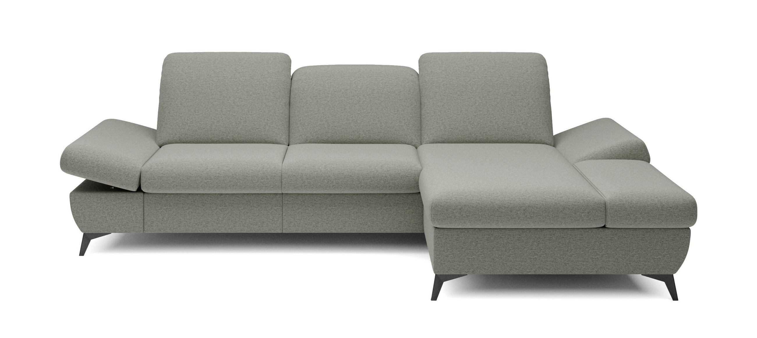ECKSOFA FELICE R-S Grau Geflochtener Stoff mit Schlaffunktion - Grau, Holz (284/166cm) - MASSENO