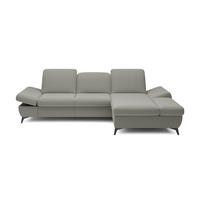 ECKSOFA FELICE R-S Grau Geflochtener Stoff mit Schlaffunktion - Grau, Holz (284/166cm) - MASSENO