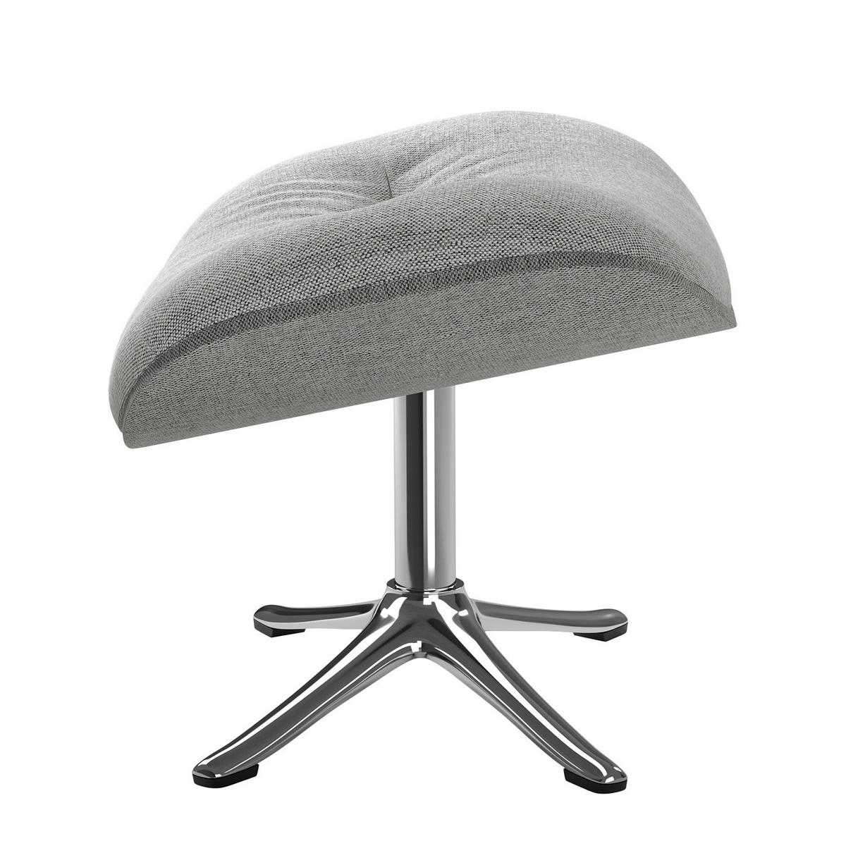 POLSTERHOCKER - Chromfarben/Hellgrau, Textil/Metall (44/39/42cm) - home24