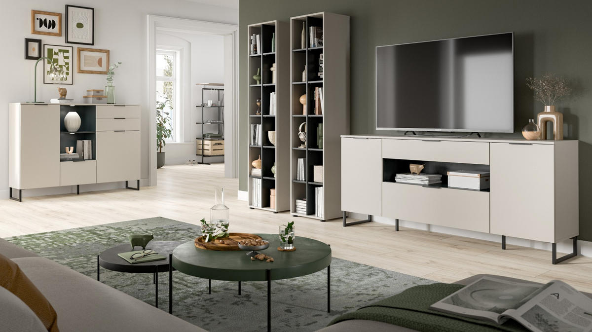 REGAL Kaschmir, schwarz 45 cm, Standregal mit 12 Fächern - Kaschmir/Schwarz, Holzwerkstoff/Kunststoff (45/192/35cm) - Inn.Furn