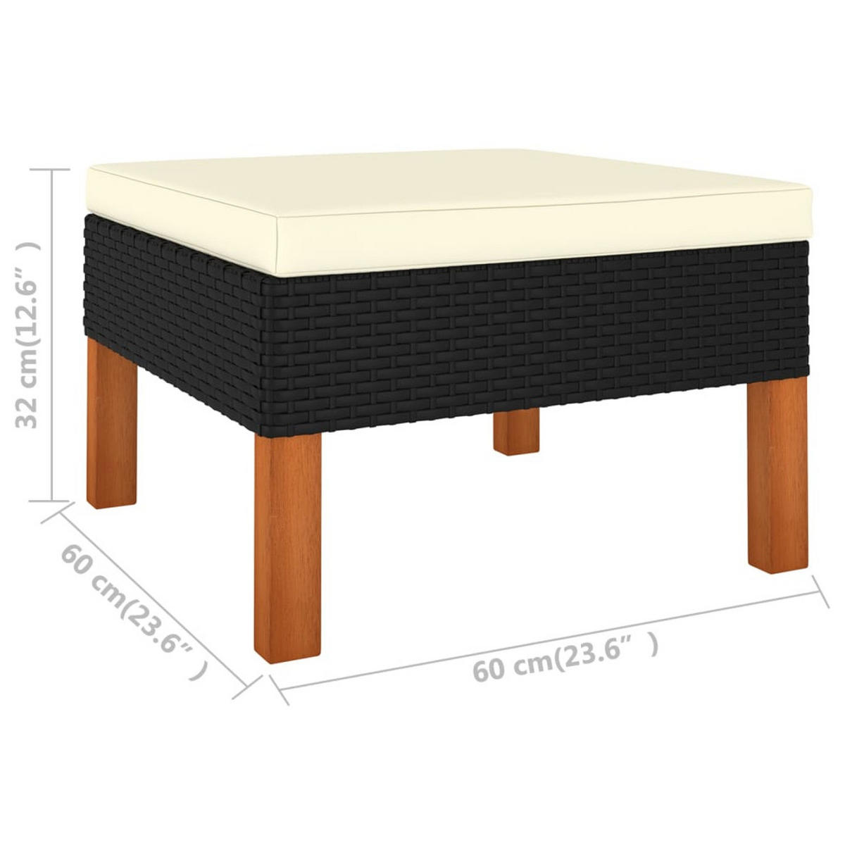 GARTEN-LOUNGE-SET 4-TLG. MIT KISSEN POLY RATTAN SCHWARZ - Schwarz, Holz - vidaXL