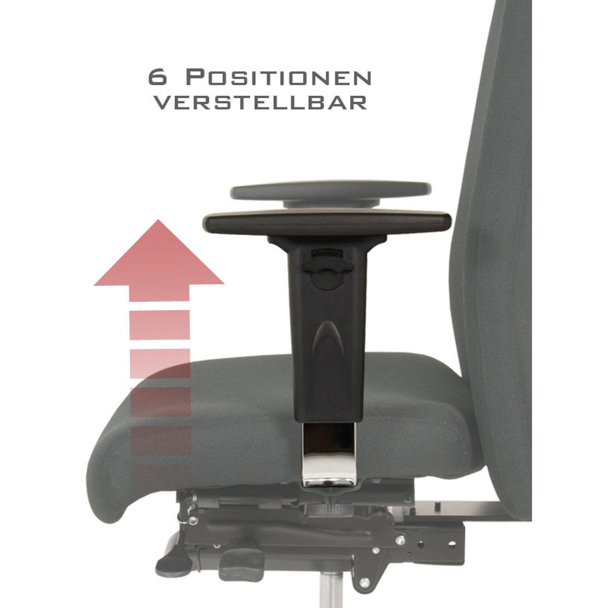 CHEFSESSEL Terox Stoff Schwarz - ergonomisch, 150 kg belastbar, Sitzhöhe 48-60cm - Schwarz, Kunststoff/Textil (65/112/60cm) - Versee