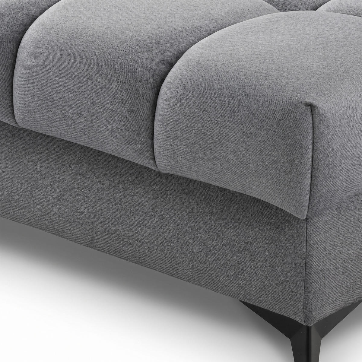 ECKSOFA PUDDING L Rechts mit Schlaffunktion 125x195 Velours Dunkelgrau - Dunkelgrau/Schwarz, Holz/Textil (275/203cm) - Muffo