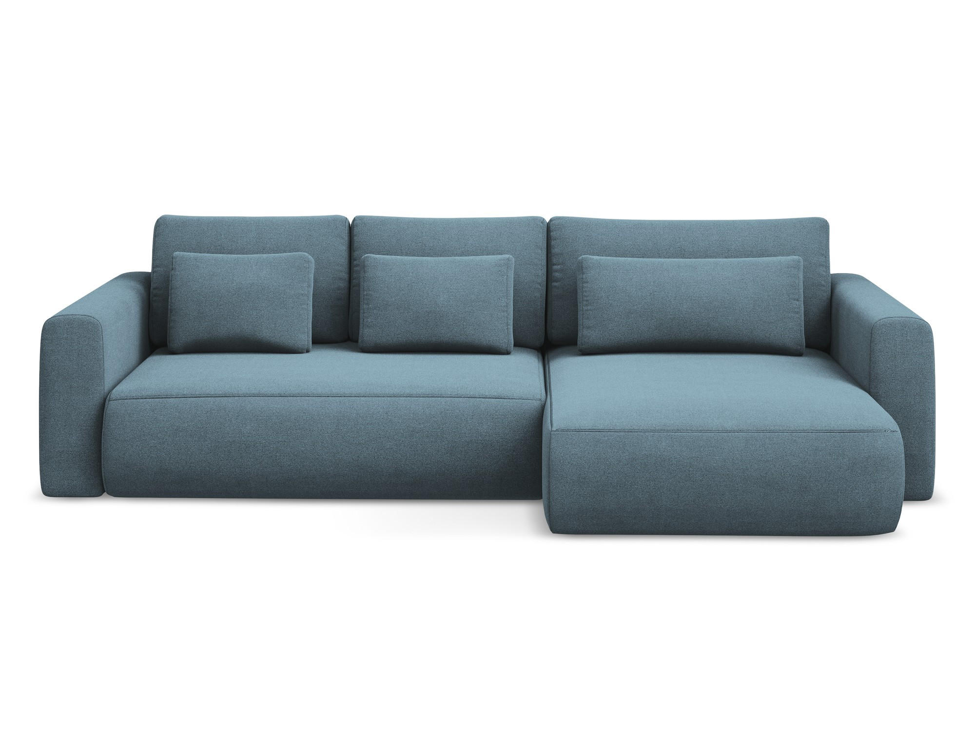 ECKSOFA mit Schlaffunktion Strukturstoff Stoff Blau - Blau/Schwarz, Kunststoff/Textil (278/149cm) - Makamii
