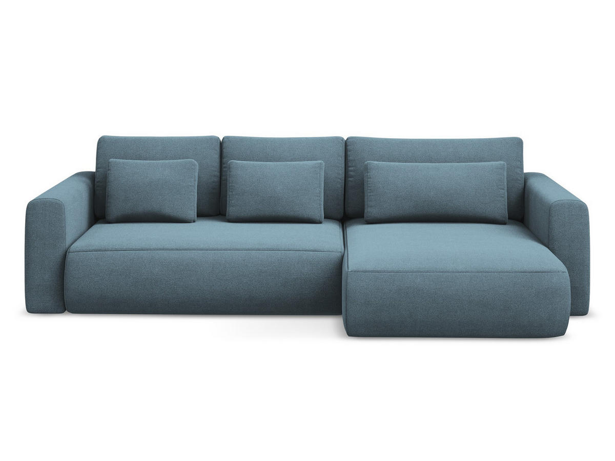 ECKSOFA mit Schlaffunktion Strukturstoff Stoff Blau - Blau/Schwarz, Kunststoff/Textil (278/149cm) - Makamii