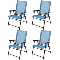 TERRASSENSTUHL Blau (4-teilig) - Blau, Metall (60/93/65cm) - COSTWAY