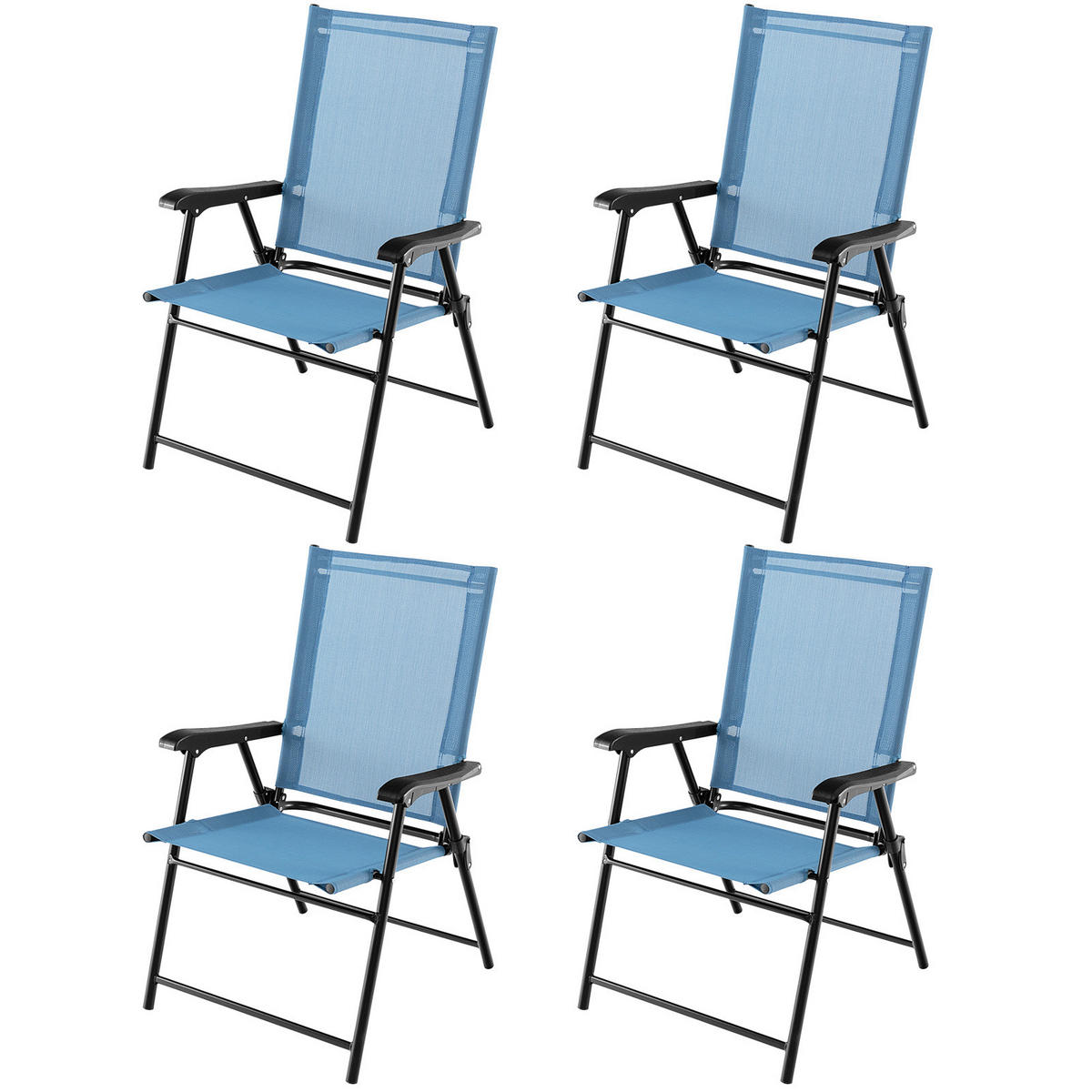 TERRASSENSTUHL Blau (4-teilig) - Blau, Metall (60/93/65cm) - COSTWAY