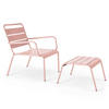 RELAXSESSEL MIT HOCKER 2-tlg., Rosa - Pink, Metall (64/72/60cm) - Oviala