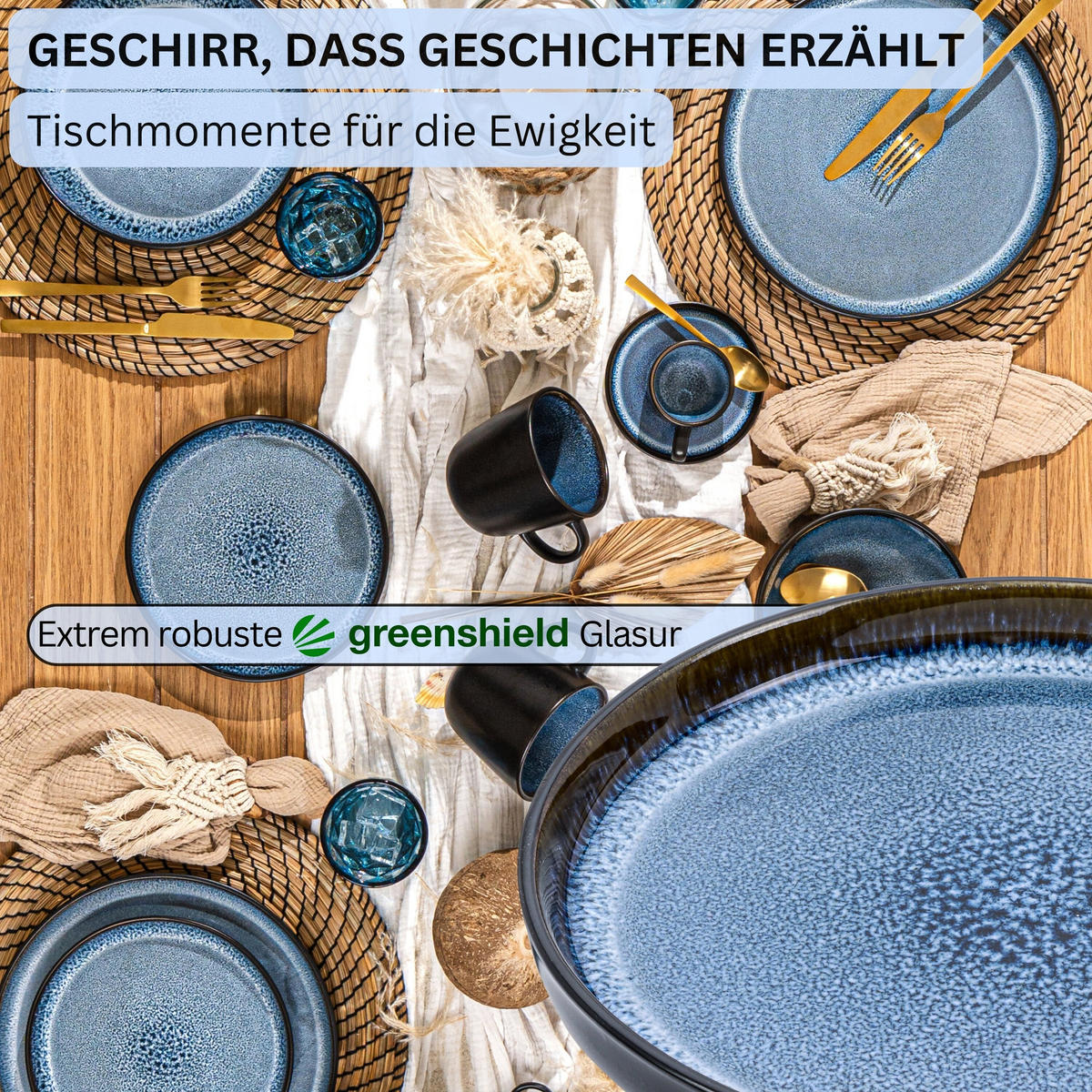 DESSERTTELLER SET ARUBA - 6 teilig aus Steingut - Blau, Keramik (15.5cm) - Sänger