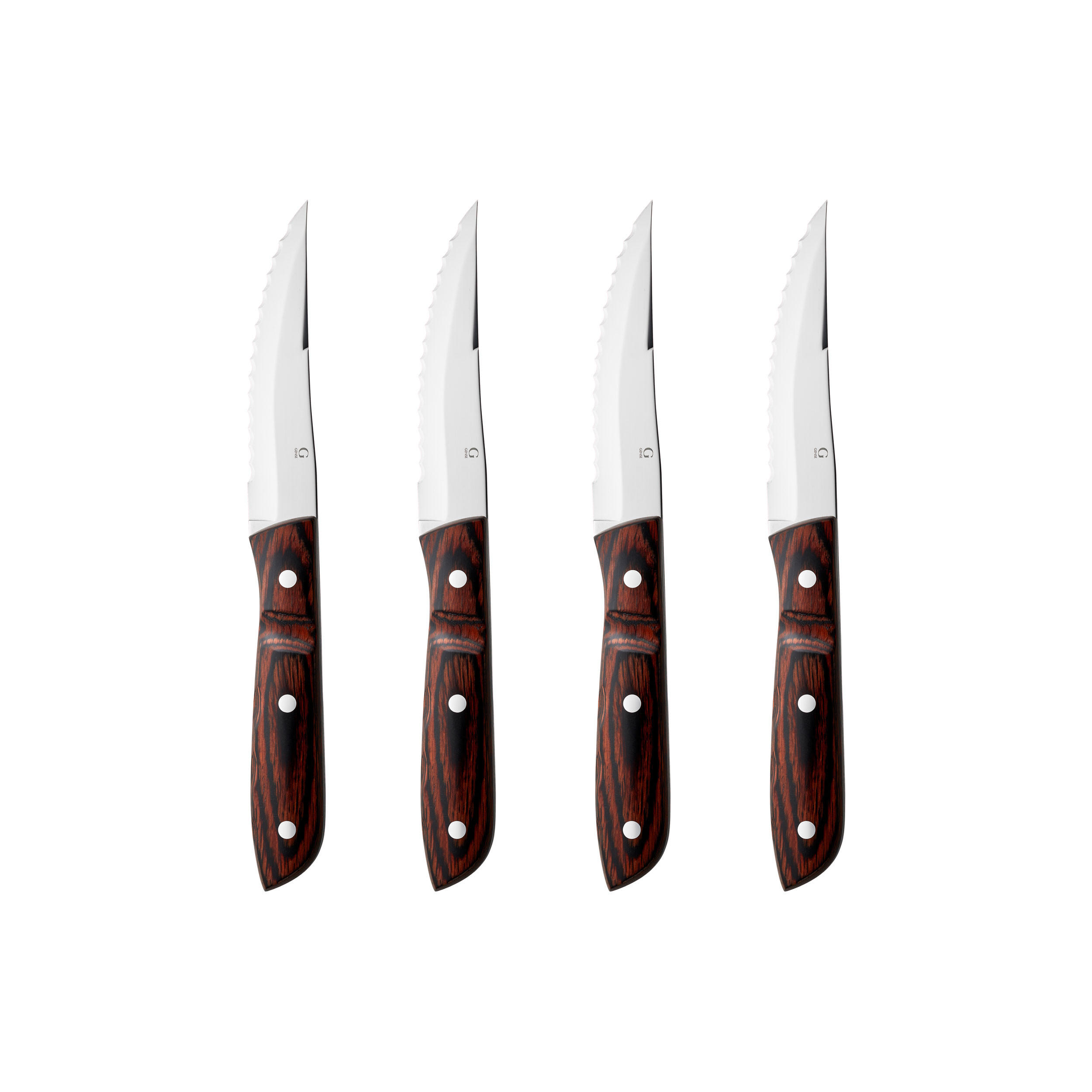 STEAKMESSER XL Old Farmer Classic 4er Set, Holzlaminat, 18/8 Edelstahl, 23.5 cm - Braun, Metall - GENSE