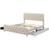 POLSTERBETT 140/200 cm in Beige Linen mit 4 Schubladen - Beige, Holz/Textil (140/200cm) - KOMHTOM